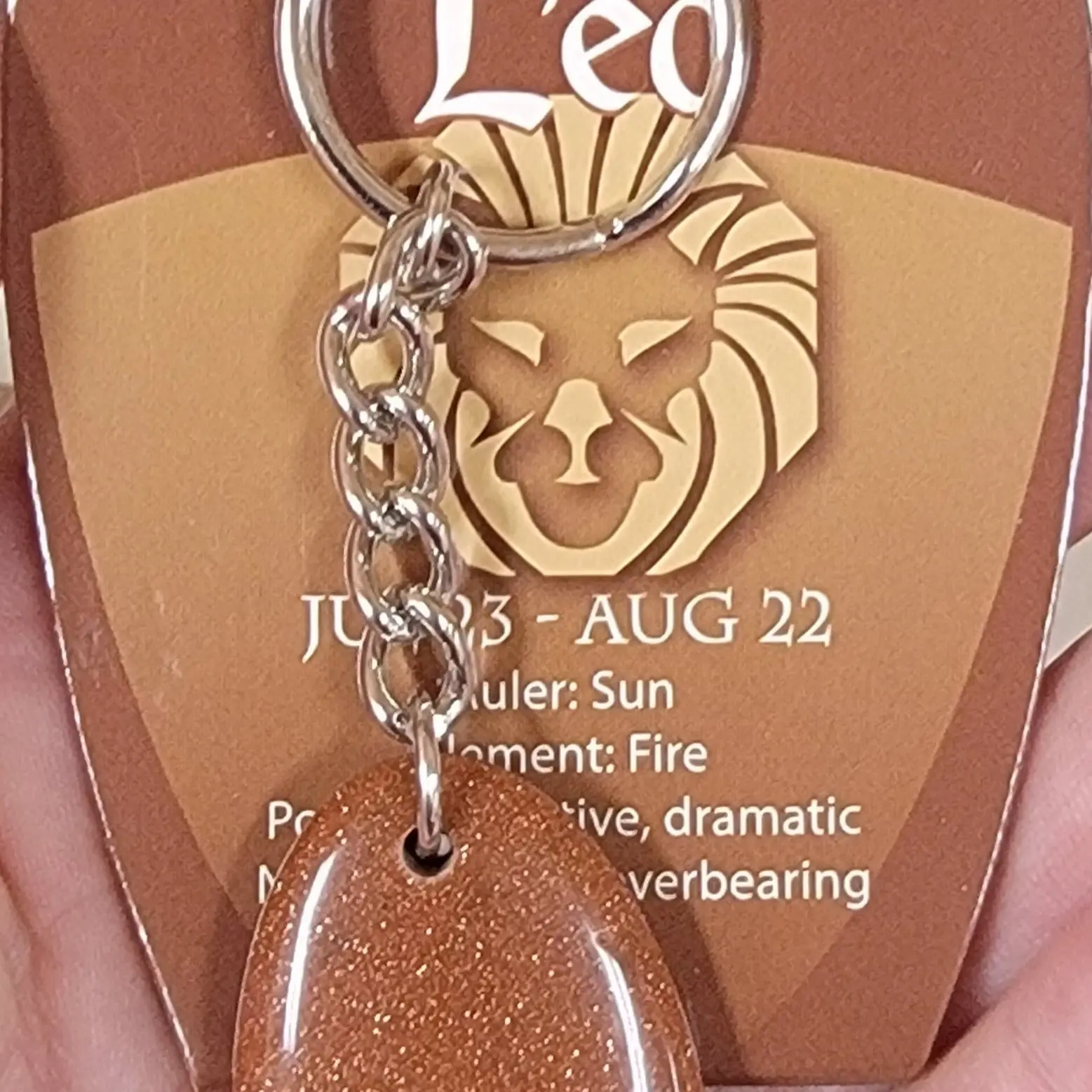 Leo Zodiac Goldstone Keychain