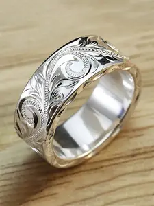 1 PC Glamorous Cubic Zirconia Vintage Embossed Ring For Man For Party Jewelry Valentine's Day Gift