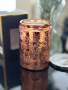 9-ounce reusable, glass-decorated gift scented candle