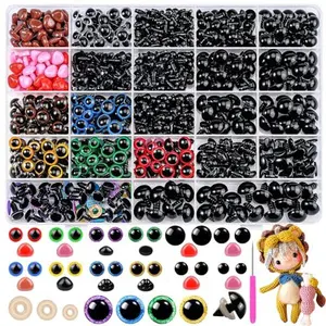 Fulasiteu 1100PCS Safety Eyes and Noses, Amigurumi Safety Eyes for Crocheting, Colorful Doll Crochet Eyes with Washers for Plush Animal, Crochet Toy, Stuffed Doll and Teddy Bear (Various Sizes)