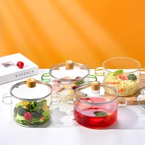 High Borosilicate Glass Crock Pot, Universal Transparent Steamer, Gas Stove Compatible, High Heat Resistant Mini Soup Bowl, Ramen Pot