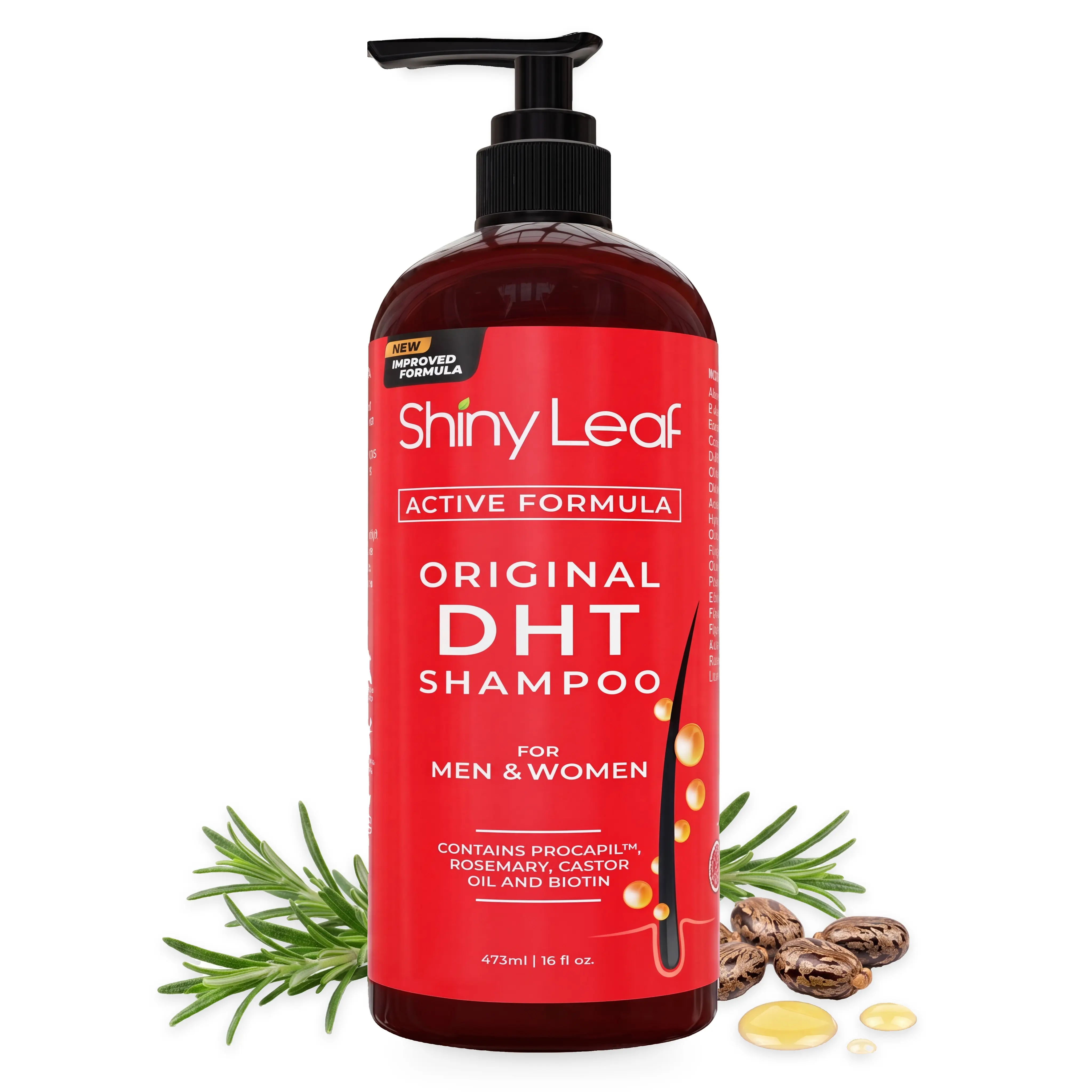 DHT Blocker Hair Loss Shampoo 16 oz, Active Formula For Hair Growth With Biotin, Castor Oil And Rosemary Oil