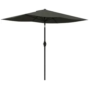 6.5x10 Ft Dark Gray Rectangular Patio Umbrella For Deck Or Poolside Crank And Push Button Tilt UV50 Plus Outdoor Table Market Umbrella With Top Wind Vent