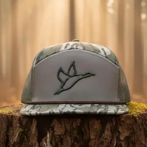 Combat Waterfowl 7 Panel Hat 2026 – Bottomland Gator Camo Snapback Cap – High Crown Hunting Style – Adjustable Outdoor Trucker Hat for Hunters