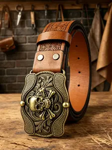 Western style alloy plate buckle belt with "seagrass bottom" pattern, 3.7cm/1.46in wide fashionable embossed belt, suitable for parties, dances, Halloween gifts.