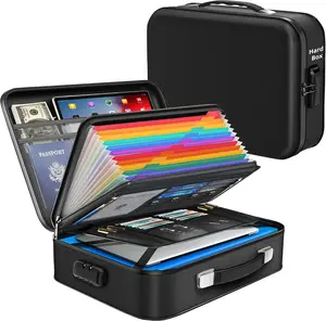 Fireproof Document Box - 8-Layer Hard Shell Fire Proof Safe for Home Documents, Water Resistant File Box for Important Documents, Safety Box for   Laptop