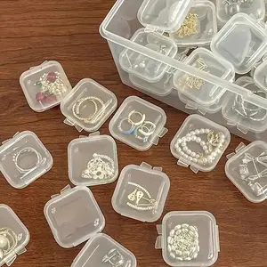 Plastic Transparent Small Boxes, Mini Square Storage Containers with Lid, Jewelry Earring Ring Organizer, Craft Storage Box