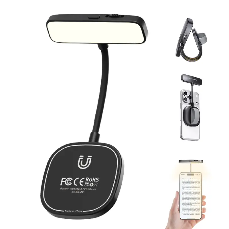 Magnetic Phone Fill Light for MagSafe iPhone Smartphones - 360° Flexible Gooseneck, Dimmable Brightness, Adjustable Color Temperature, Low Blue-Light Eye Care, Anti-Drop Strap, Selfie & Reading Use Adjustable Cellphone