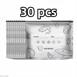 30 Pcs Aluminum Foil Food Storage Bags Multi-Size Stand-Up 10 Small 10 Medium 10 Large Reusable Heavy-Duty Leakproof Airtight Tear-Resistant Resealable Insulated Containers For Camping Outdoor Lunch Snacks Picnic Travel Daily Use Summer Vibes