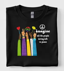 Imagine All The People Living Life In Peace Shirt - Beatles John Lennon Hippie Tee, Womenswear Summer, Best Gift For Men, Women