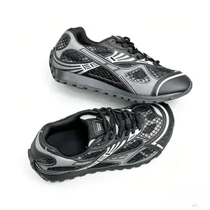 Viral Black Grey Mesh Sneakers Women Men - Breathable Chunky Running Shoes, Non-Slip Lightweight Casual Trainers for Techwear Street Style Daily Wear techwear sneakers men teen boys techwear sneakers