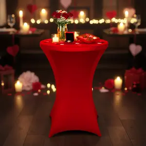 1pc Round Cocktail Table Cover, Polyester Stretch Fit Washable Tablecloth, Ideal for Indoor Outdoor Garden Picnic Camping Party Wedding Banquet Restaurant