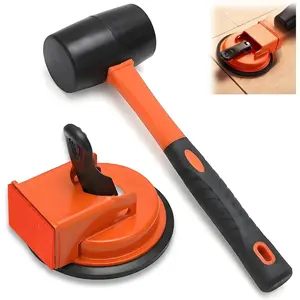 Floor Gap Fixer Tool, Enhanced Floor Gap Suction Tool with Rubber Mallet, Floor Gap Repair Tool for Vinyl Plank Laminate Wood Tile Flooring Installation and Repair (Orange)