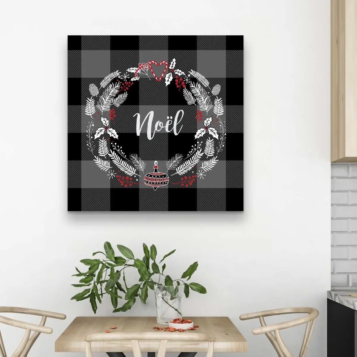 212 MAIN 32x32 in. Red Christmas Wreath Wall Artwork - Indoor Home & Kitchen Decoration, Festive Party Accent, Holiday Gift