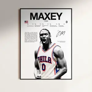 Tyrese Maxey Poster,  Wall Print, Basketball ,  Poster Print, Sports Decor, Philadelphia 76ers Poster,  Gift