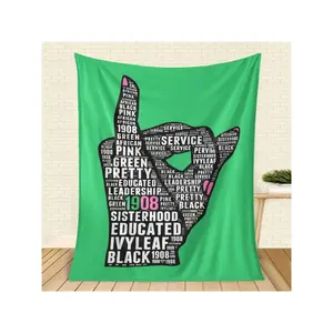 Women'S Empowerment Flannel Throw Blanket - Bedspread With Female Leadership Words (Pink, Green, Black) - Sorority Sister AKA Founders Day - Cozy Home Decor, Washable All-Season Sofa Bedspread, Blanket Bed