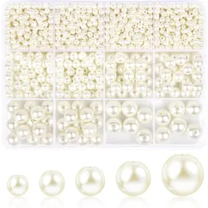 1228pcs Imitation Pearl Beads with Holes for Jewelry Making, Bracelets, Crafts, Bracelet Making Kit and Fillers