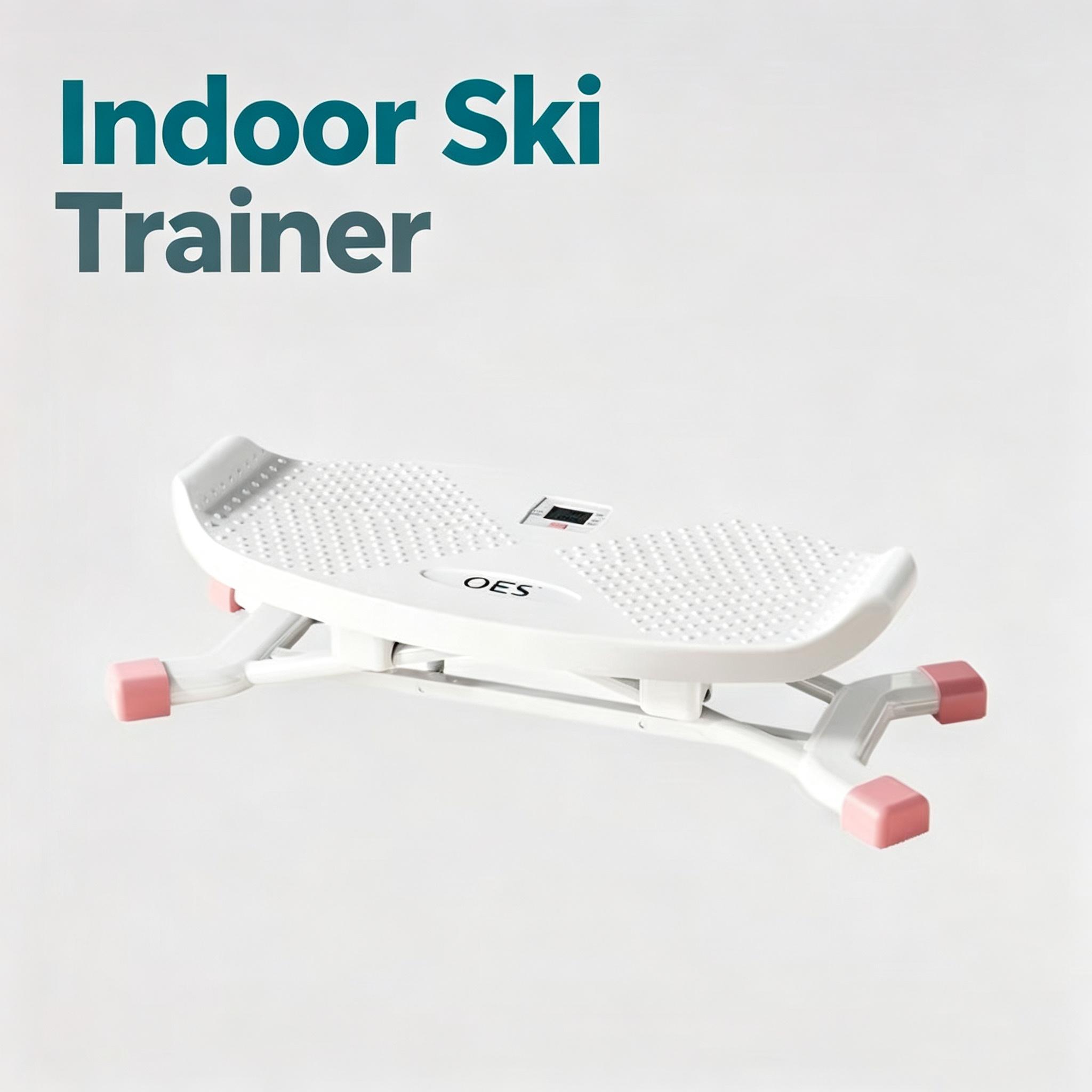 Portable Indoor Ski Exercise Trainer, Glide Stepper Board with Resistance Bands, Full Body Home Gym Workout Equipment for Daily Training