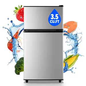 WANAI 3.5 Cu.Ft Small Fridge with Freezer, Small Refrigerator Separate Freezer, 7 Settings Temperature Adjustable, 2 Door Refrigerator for Office, Dorm, Bedroom, Apartment