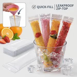 100 PCS DIY Ice Pop Bags with Funnel, Leak-Proof BPA-Free Easy-Fill Popsicle Pouches, Kitchen Gadgets Homemade Frozen Treat Maker for Kids Summer Snacks, 100 Pcs+Funnel