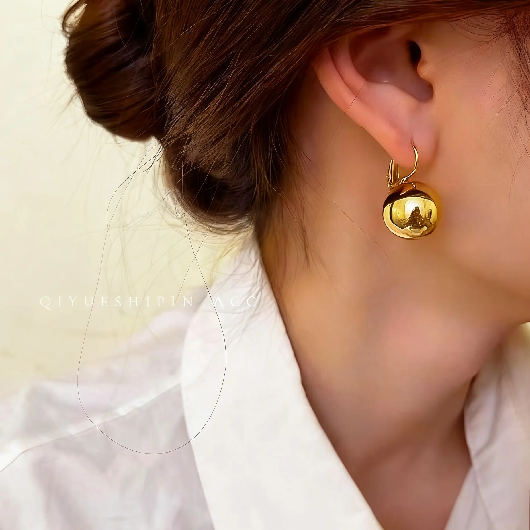 Bohemian Ball Drop Earrings High Color Preserving Texture Thread High Fashion Simple Round Ball Bead Pendant Earrings Versatile Temperament Earrings Golden Dangle Jewelry for Women - Perfect Gift for Friends