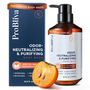 Persimmon Body Wash & Soap for Aging Odor: Purifying & Odor-Neutralizing (500mL) for Older People Smell with Tea Tree Oil & Green Tea - Japanese Deodorizing & Eliminator