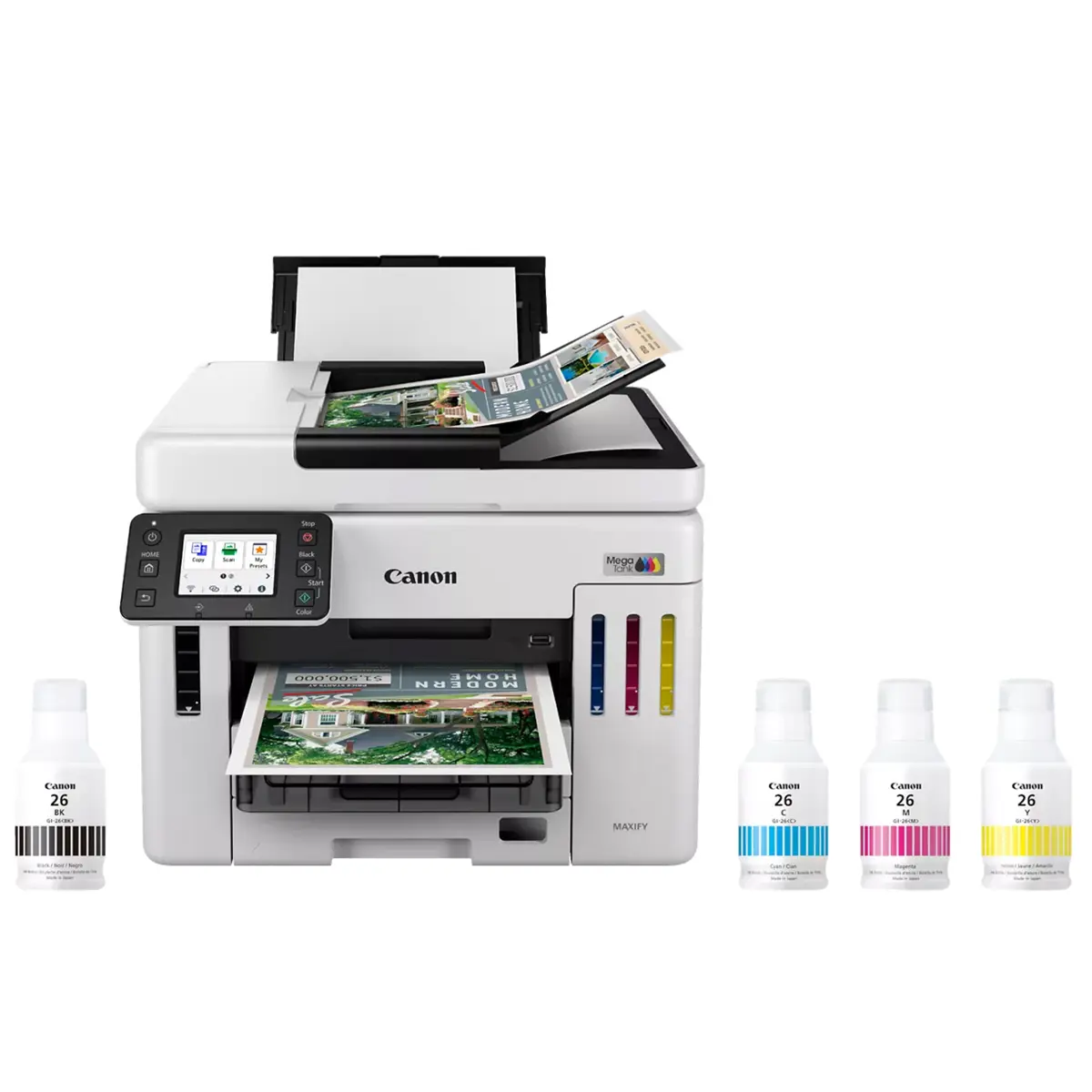 Canon MAXIFY GX7120 Wireless MegaTank Duplex All-in-One Inkjet Color Printer, Fax, White