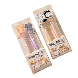 Cat Tail Click Pen Set, Retractable Clicker Pens, High-Quality Neutral Pens for Students, Creative Stationery Gift, 2 Pieces Per Box, New Condition