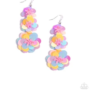 Beaded Bouquet Earrings with Light Pink Seed Bead Centers & Multicolored Flower Design for Stylish Accessory
