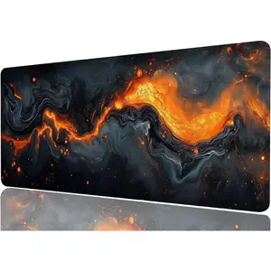 Abstract Gaming  Pad Dark Gray Orange Liquid Metal Mousepad Large Gaming  Pad Laptop Keyboard Mat Non-Slip Rubber Base Keyboard Desk Pad for  Office Study  31.5"x11.8"