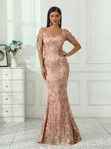 Sparkling Long Evening Dress, Elegant Party Gown, Perfect for Formal Events, Stylish and Glamorous, Women's Fashion