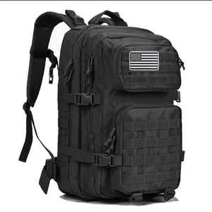 Outdoorfun Large 3 Day Assault Pack Molle Bag Backpacks for Men Tactical Sports Bags with USA Flag Patch 40L Waterproof Polyester All Seasons Gym Bag Fishing Backpack Gear