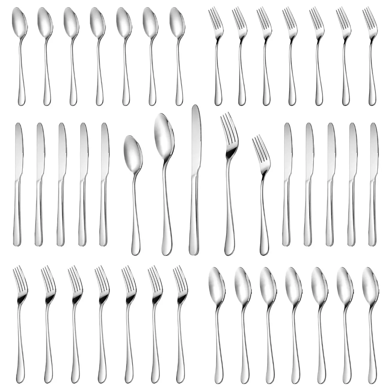30 Piece Silverware Set Service for 6, Premium Stainless Steel Flatware Set, Mirror Polished Cutlery Utensil Set, Durable Kitchen Eating Tableware Dinner Sets Kitchenware