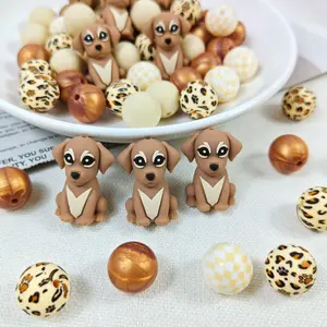 50 Pcs Of Various  Dog Silicone Focal Beads, spring ,panic,camping,Silicone Printed Round Beads, Lentil Beads, and DIY Pen Jewelry Making Kit, Diy Galaxy Beads seed  bead