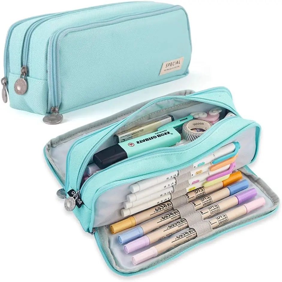 Special Large Pencil Case 3 Compartments Pencil Pouch Big Capacity Oxford Organizer Pen Bag for Teen Girls Boys Student School Supplies Makeup Pouch