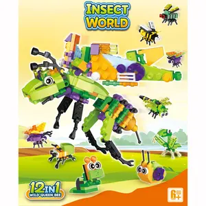 12+1 Pack Insect Party Favors for Kids Building Set, Bulk Educational Bug Blocks Toy for Goodie Bags,  , Valentines Day, Easter,Christmas, Birthday Party Gifts for Boys and Girls classroom prize