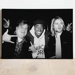 [UNFRAMED POSTER] Kurt Cobain Chris Farley Poster, Vintage 90's Poster Gone but not forgotten, Kurt Cobain Poster print, hip hop poster art 90's rap Decor Photo