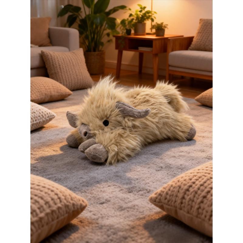 3 sizes of Scottish Highland plush cow toys, cute fluffy cow plush doll pillows, Cute cow design, realistic plush decorations, suitable for adults and children's birthdays and Christmas gifts