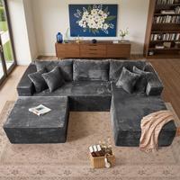 Grey Right Chaise With Ottoman