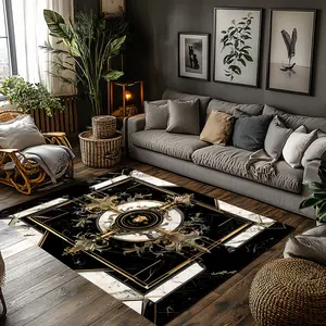 Black Gold Marble Baroque Crystal Velvet Area Rug Non‑Slip Luxury Modern Living Room Rug#BaroqueMarbleRug #LuxuryHomeDecor #BlackGoldWhiteRug #ElegantPatternCarpet #CrystalVelvetRug