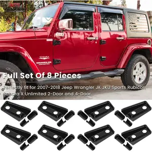 8PCS Black Door Hinge Cover Trim Exterior Accessories for Jeep Wrangler JK JKU Sport Rubicon Sahara X Unlimited 2-Door & 4-Door 2007-2018 Off-Road Vehicle Decor