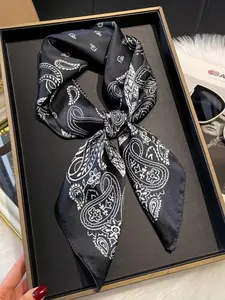 Women's Boho Style Random Paisley Print Bandana, Vintage Trendy Scarf, Fashionable Accessories for Women & Girls, Turban Hijab