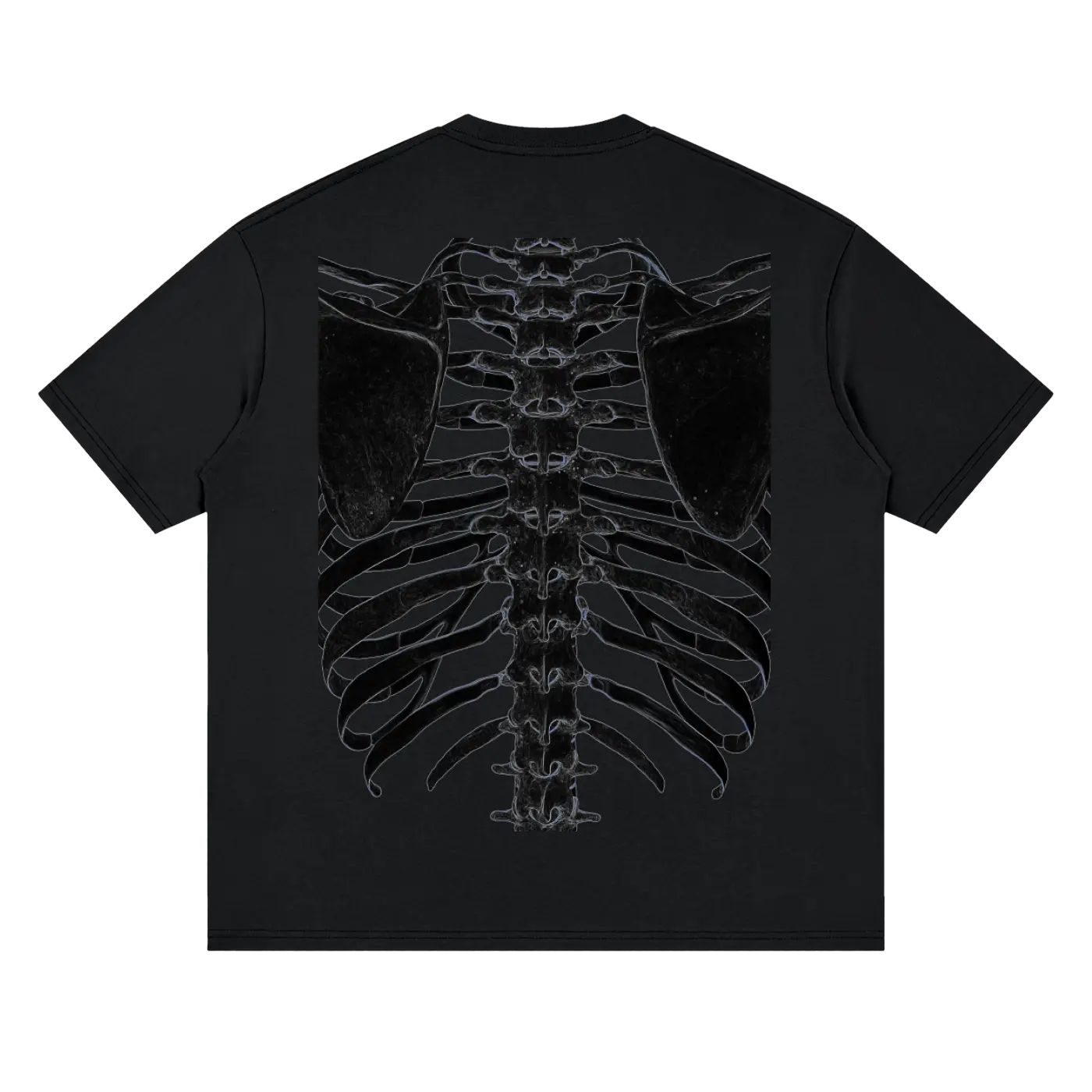 Men's Unisex Anatomical Spine Graphic Pure Cotton T-Shirt - Loose-Fitting, Drop-Shoulder, Short-Sleeve, Round Neck, Slight, Basics, Casual, Home, M, 2XL, 40*52cm, Cold Wash, Do Not Dry Clean
