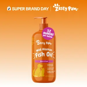 Zesty Paws Natural Wild Alaskan Fish Oil Formula with Pump for Dogs & Cats Omega 3 Fatty Acid Fish Oil with EPA & DHA for Skin and Coat Supplements