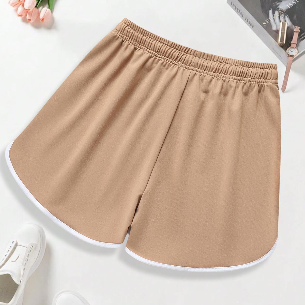 4-pack women’s summer athletic shorts, solid basic style that pairs well, soft sleep shorts for home wear, with pockets and a drawstring waist, running and yoga shorts