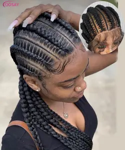 36 Inch Cornrows Braided Wigs Synthetic Full Lace Front Wig Jumbo Box Braids Wig For Black Women For Daily Use