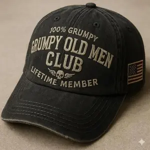 100% Grumpy old Men Club Lifetime Member Hat Perfect Gift For Dad Low Profile Dad Hat Pigment Dyed