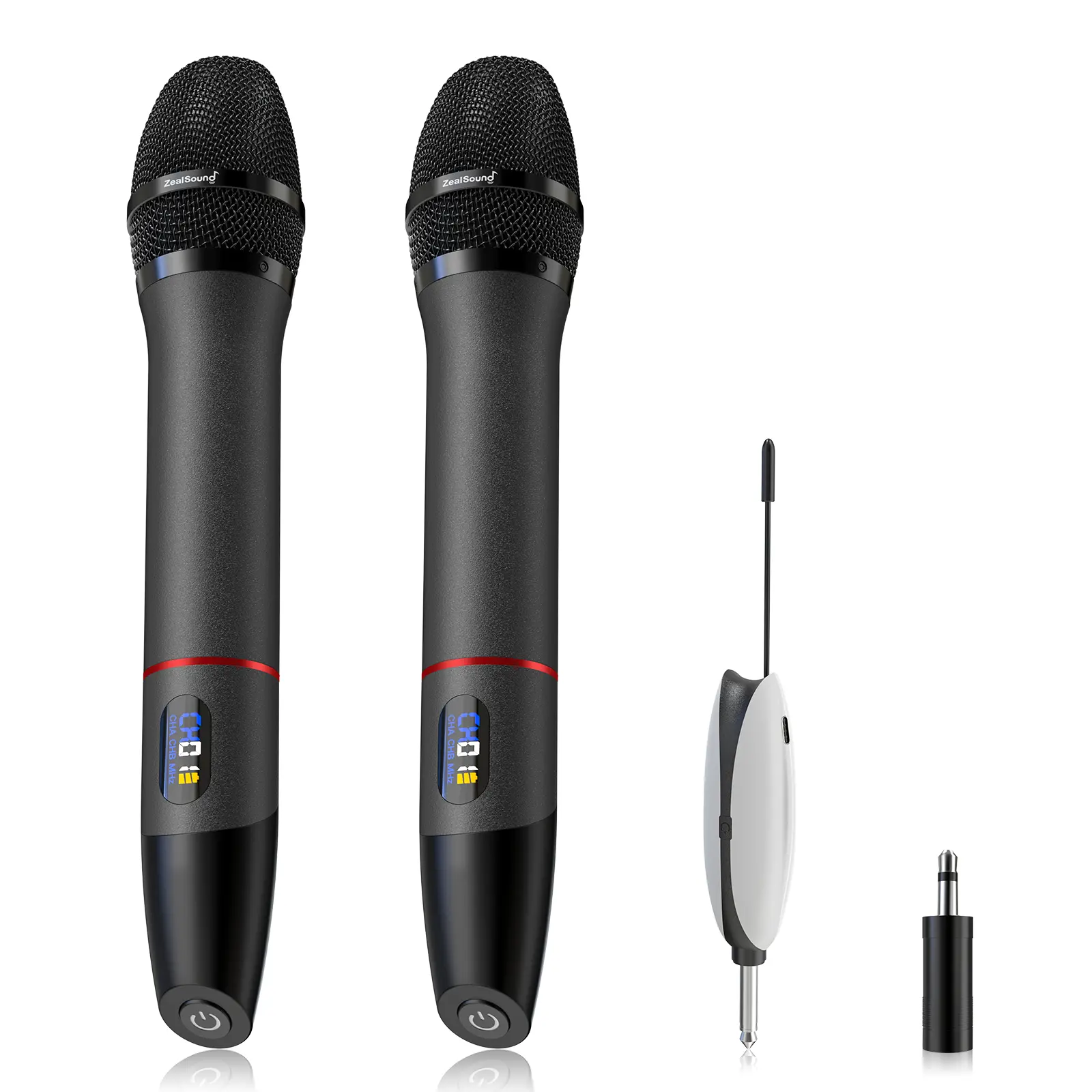 ZealSound AD32 Cordless Mics Wireless Microphone System - Metal Dual Handheld Dynamic Karaoke Mics, 200ft Range, 6.35mm Jack, 3.5mm Connector, 0ms Latency, for Content Creation, Weddings Protection Audio