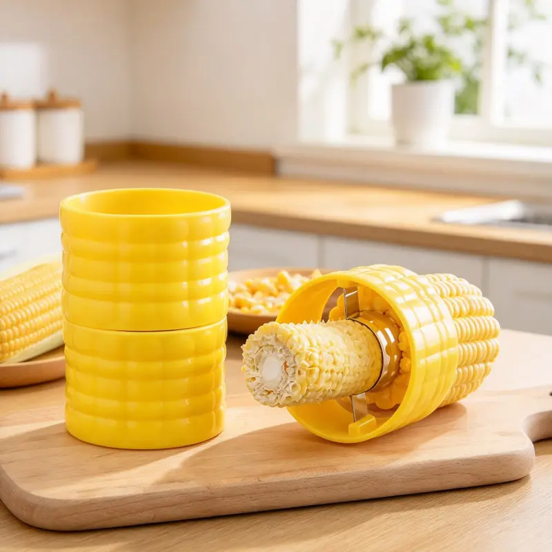 Handheld Corn Stripper Stainless Steel Corn Kernel Remover with Collection Cup, Convenient Kitchen Gadget, Great for Homemade Salads, Soups & Home Cooking