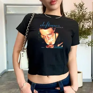 Deftones Around the Fur Baby Tee, Vintage Music Graphic T-Shirt, Y2K Aesthetic Fitted Top for Women, Alt Rock Band Style Shirt